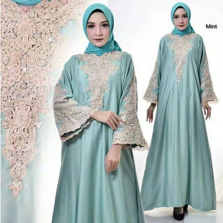 Kaftan KAFTAN PAYET BORDIR CANTIK PREMIUM TERKINI - Mint(R3U4) Kaftan Kondangan ORIGINAL Gamis Kafta