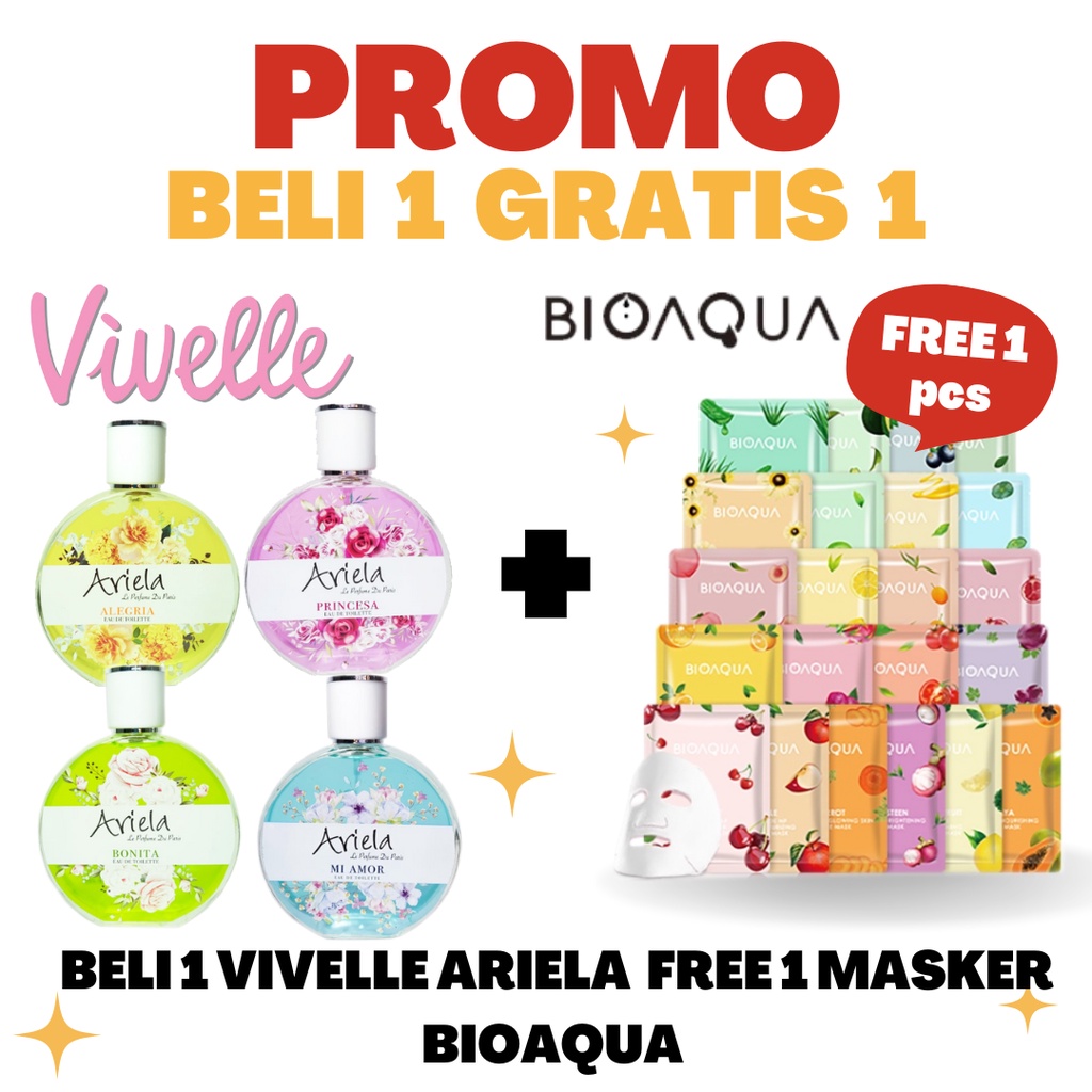 +free Bioaqua Vivelle Ariela EDT Parfum Glass 100 Ml