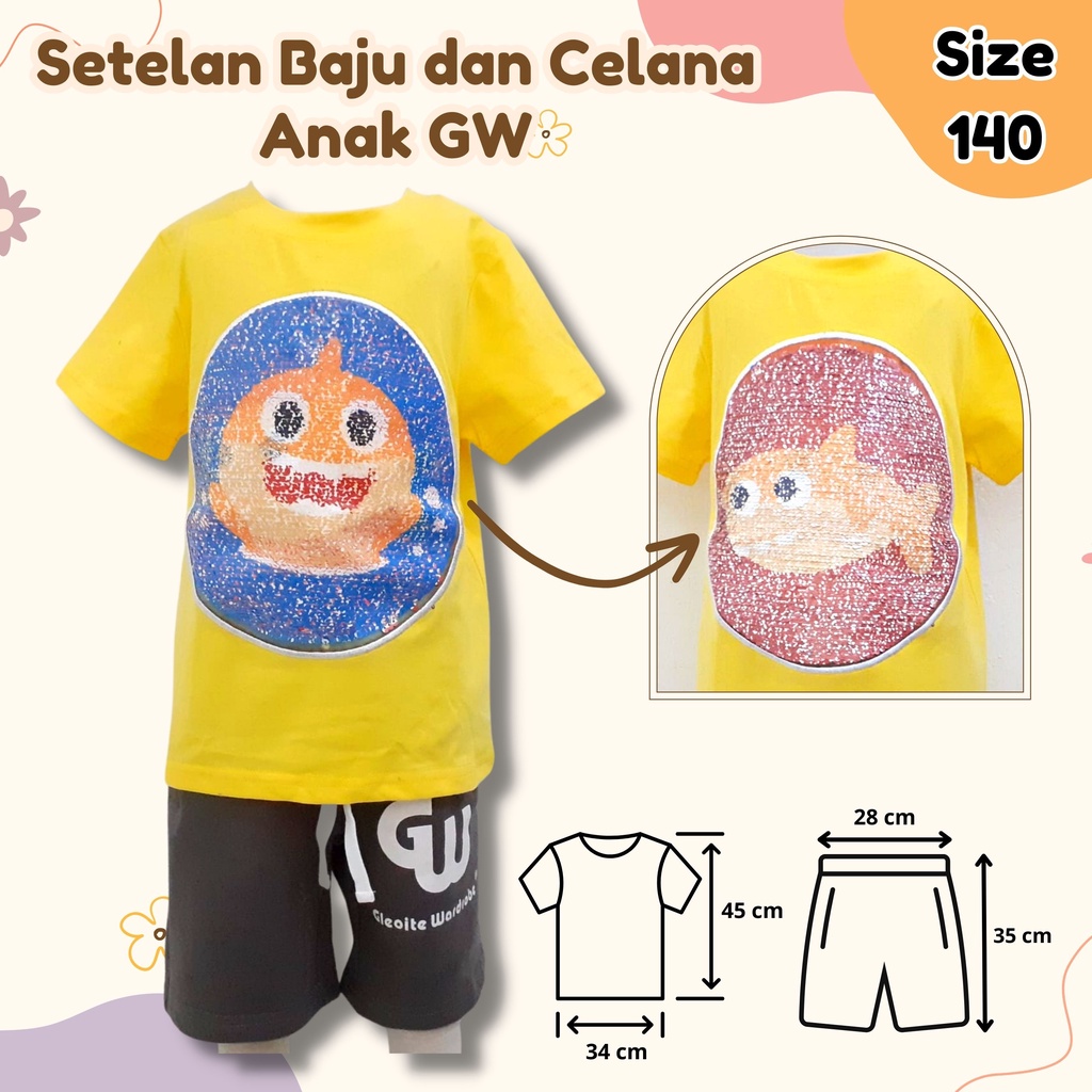 SETELAN PENDEK Baju Anak Celana dan Rok GW Size 95 - 140 motif bisa berubah baju celana rok baju cewek kids