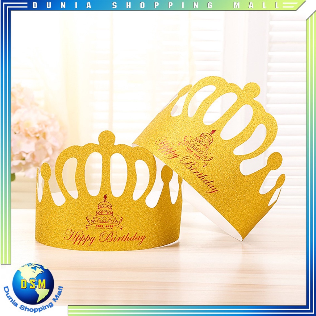 DSM Topi Mahkota Ulang Tahun Anak-anak Karton Emas Dewasa Dekorasi Ulang Tahun Topi Ulang Tahun Hias