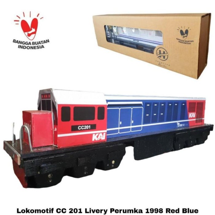 MUST HAVE MINIATUR KERETA API LOKOMOTIF CC 201 LIVERY PERUMKA 1998 RED BLUE TERMURAH