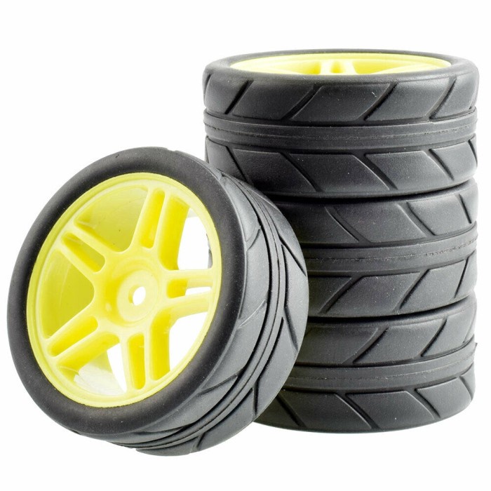 DISKON SPESIAL 4PCS BAN KARET & PLASTIK RC 905-6087 UNTUK HSP HPI 1: 10 MOBIL ON-ROAD TERLARIS