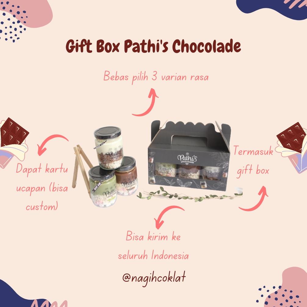 

Paket Gift Box Pathis Chocolade Hampers - Graduation/Birthday/Wedding/Anniversary (Cemilan Cokelat Lumer - Choco Crunchy In Jar) - @Nagihcoklat Cheeksredstore