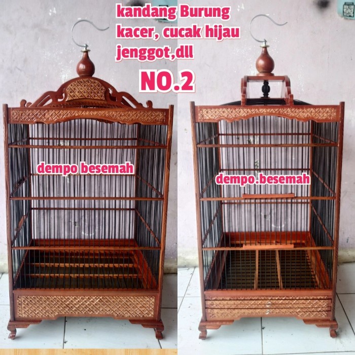 Terlaris Kandang Burung Kacer No 2./Kandang Kayu Ukir Kayu Jati No 2/Kandang