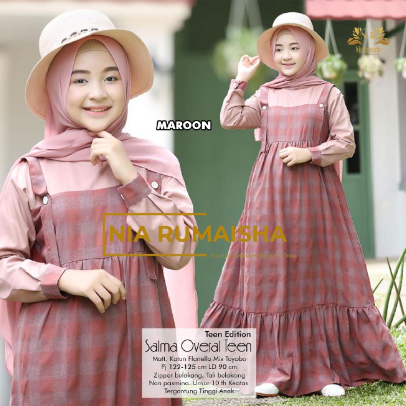 SALMA OVERALL TEEN Gamis Katun Anak Remaja Ori Nia Rumaisha