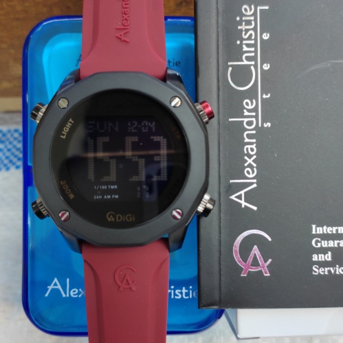 JAM TANGAN PRIA ALEXANDRE CHRISTIE AC 9377 AC9377 BLACK RED ORIGINAL