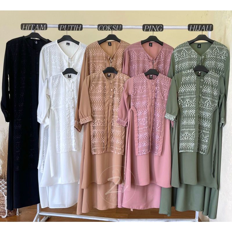 Gamis couple VALLINA by ZR MOM &amp; KIDS BAJU LEBARAN SET IBU ANAK Burkat S M L XL XXL ootd kondangan lebaran fashion muslim busana syari wanita gaun hijab pesta murah