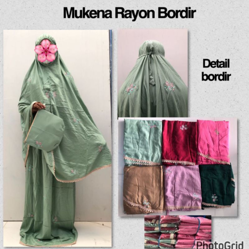 mukena rayon bordir / mukena dewasa bahan rayon / mukena murah rayon