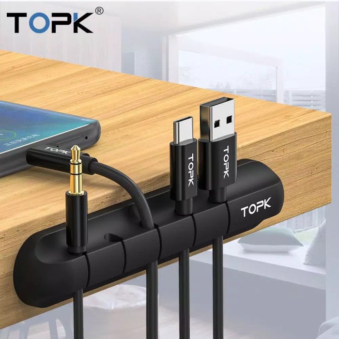 

Terlaris Cord Topk Cable Organizer Silicone Usb Cable Winder Perapih Kabel 5 Klip