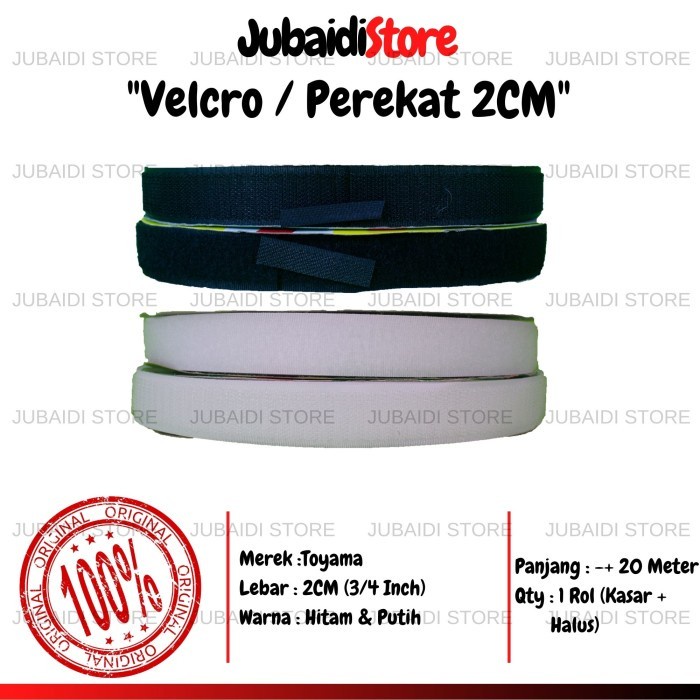 

Terlaris Cord Velcro / Hook & Loop / Perekat 3/4Inch Hitam & Putih 2 Cm Rol