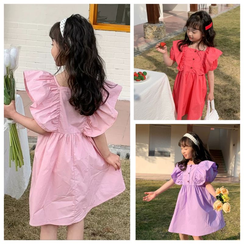 CD220 Dress Korea Anak Perempuan Model Kupu-Kupu | Terusan Lady Girl