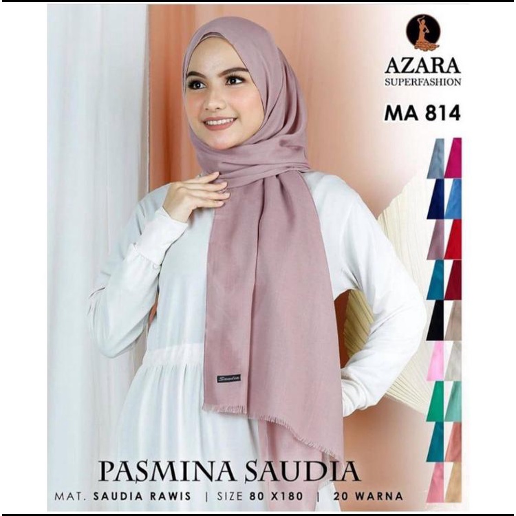 [Grosir 10pcs]Hijab Azara Pashmina Saudia Murah Jilbab Pasmina Polos Termurah Terlaris