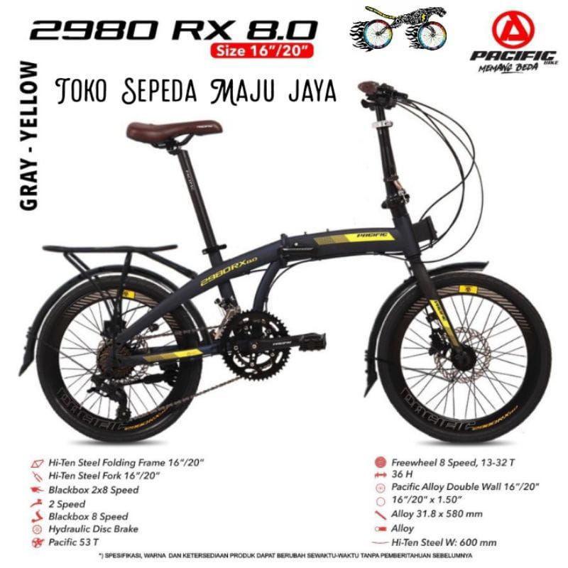 Pacific 2980 RX 8.0 20 inch Sepeda Lipat Folding Bike Disc Brake Hydraulic Rem Cakram Hidrolik Garan