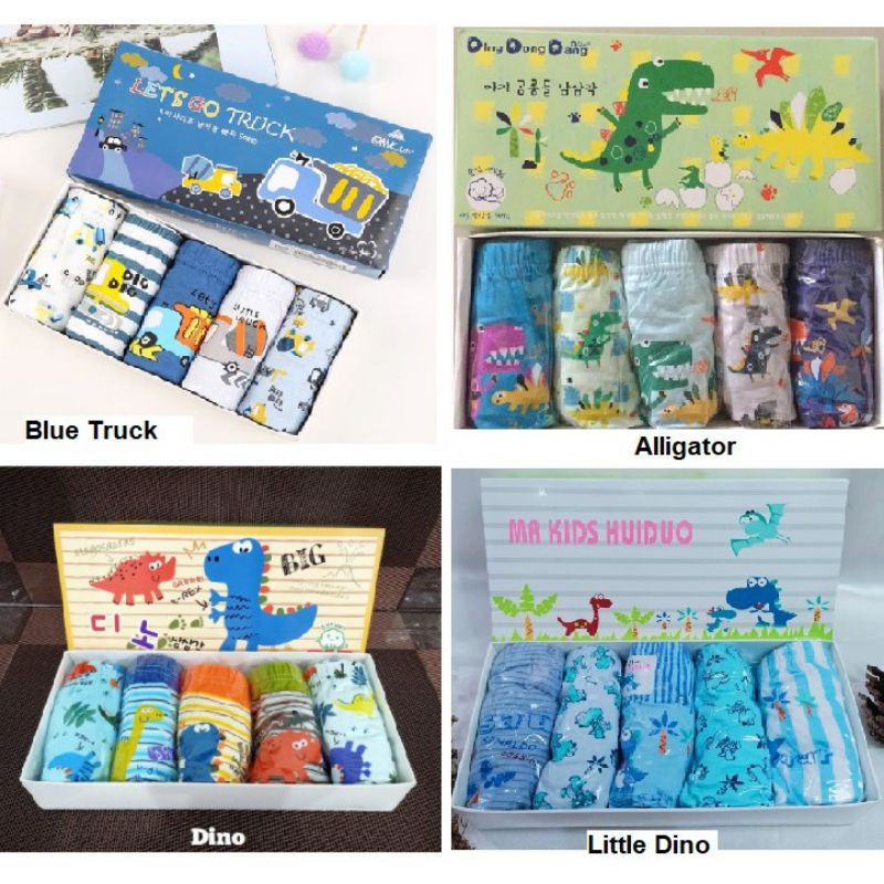 Set Celana Dalam Anak Laki-laki (5 pcs) termasuk Box Motif Lucu