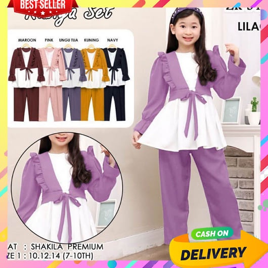 Baju Setelan Muslim Anak Perempuan Cewek 9 Tahun  5 Th 3 2 Remaja Gamis Anak2 Ya Wanita Mewah Elegan