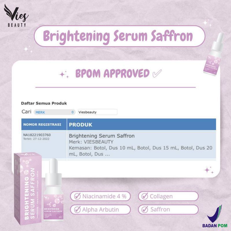 glow serum safron BPOM