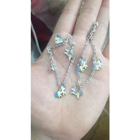 gelang anak emas putih white gold unicorn kuda pony emas asli 375 8k 14 cm