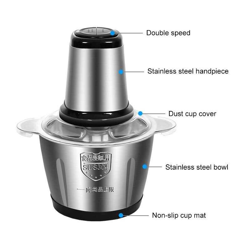 Kitchen Expert Blender Penggiling Daging Meat Grinder 2L YDM-0070 Pisau Blender Daging Penggiling Daging Chopper Daging Blender Chopper Blender Daging Stainless Cooper Daging Choper Daging Food Chopper Stainless Steel Mini Chooper Chopper Bumbu Penggiling