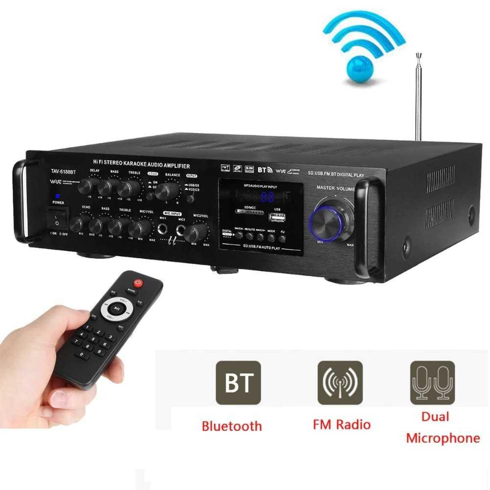 Sunbuck Bluetooth EQ Audio Amplifier Home Theater FM 2000W AV-6188BT