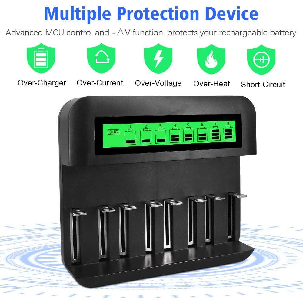 PALO Charger Baterai 8 Slot Large LCD for AA AAA SC C D C559