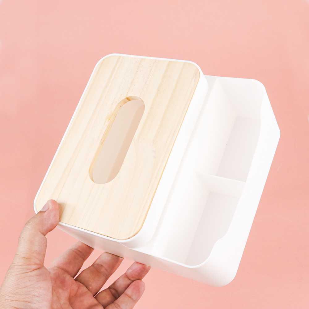 RSCHEF Kotak Tisu Kayu Multifungsi Model 2 Slot J002