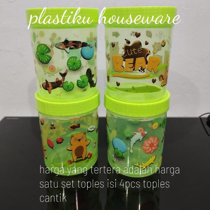Sale Now Toples Plastik Cantik Toples Set Toples Kue Lebaran Toples Drat Isi 4 Terbaik