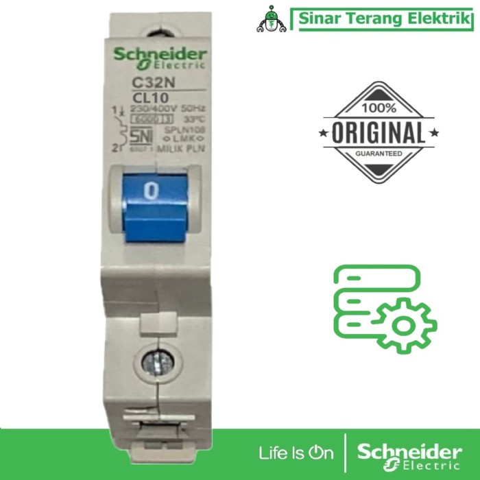 Terlaris Schneider Mcb Pln Kepala Biru C32N 1P 6A 10A 16A Cl6 Cl10 Cl16