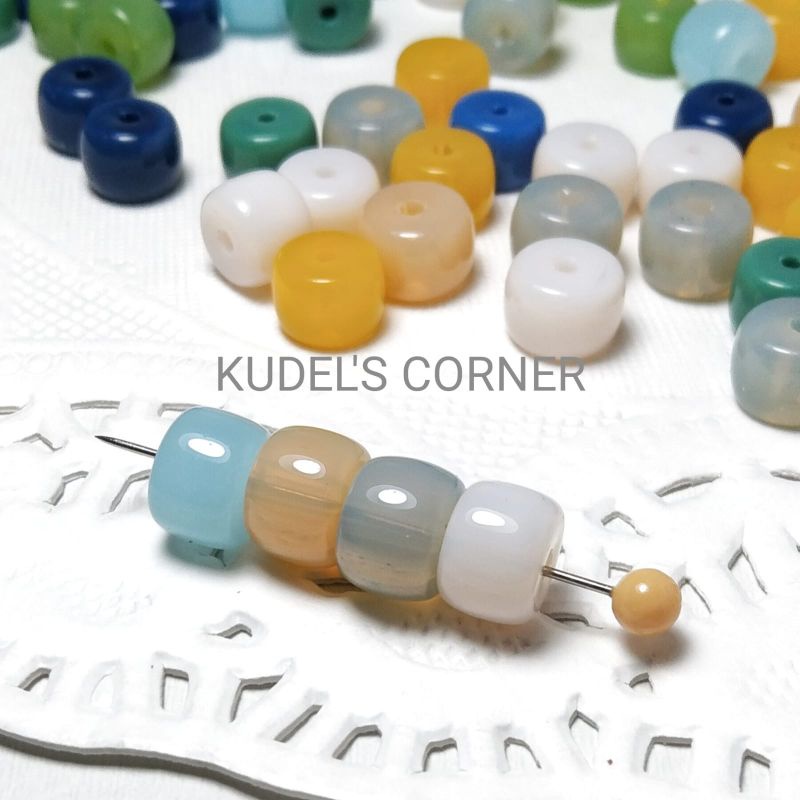 10PCS GLASS BEADS TABUNG 7MM ECER/ MANIK KACA TABUNG