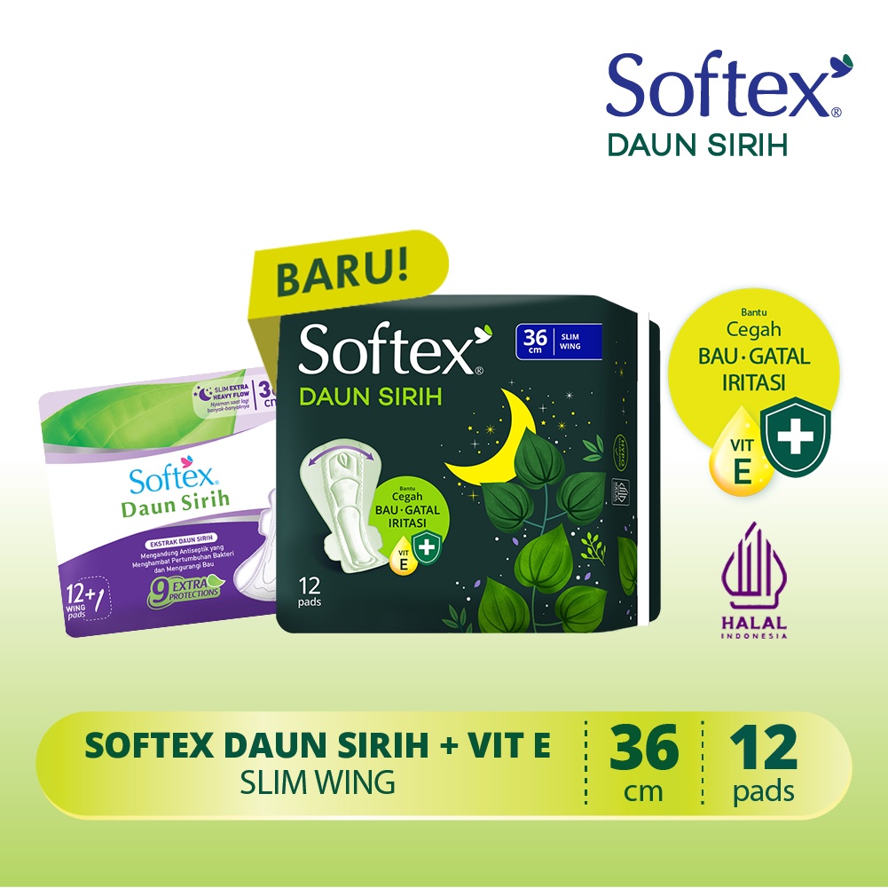 Foto Softex Daun Sirih + Vitamin E Pembalut 36Cm isi 12 pads