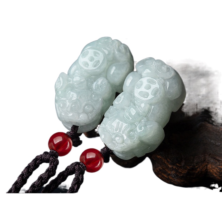 ☇Burma Jade Pixiu Liontin Aksesoris Jadeite Alami Kalung Pesona 1PC Nyata Kalung Putih Perhiasan Jim