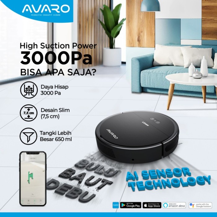 AVARO LS3000 Robot Robotic Vacuum Cleaner Vacum Cleaner Garansi Resmi