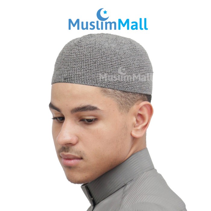 Peci Rajut Yaman Abu-abu Kopiah Polos - TheKufi - Abu-abu, M - No.9 (R0A1) Murah Peci Batok Souvenir