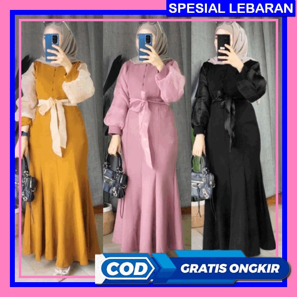 Gamis Terbaru 2023 Lebaran Wanita Modern Remaja Dubai Maxy Kekinian Ukuran Jumbo Size L Xl Xxl Xxxl 