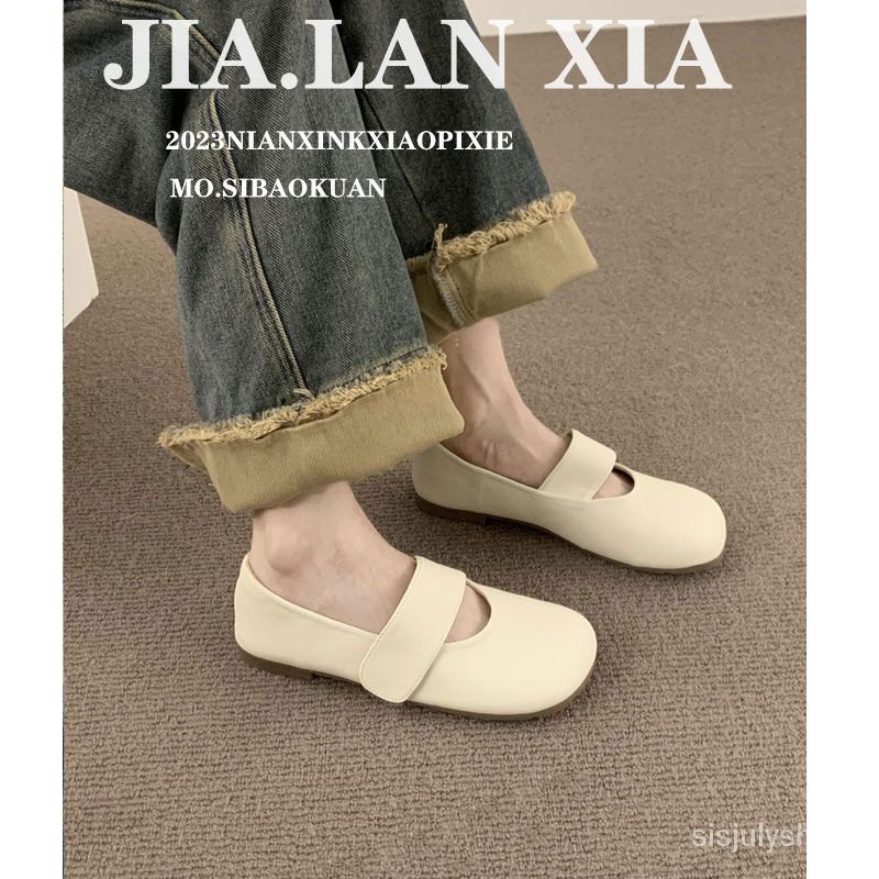 [✅BISA COD] #Sisjuly# Sepatu wanita / sepatu ujung persegi datar Prancis baru / sepatu tunggal mulut