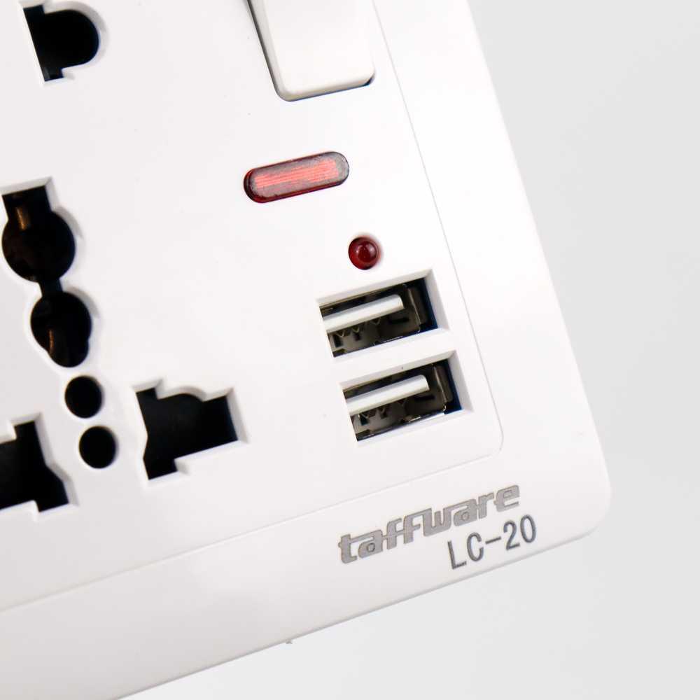Taffware Stop Kontak Universal UK EU US 2 Port USB On Off Switch C-20