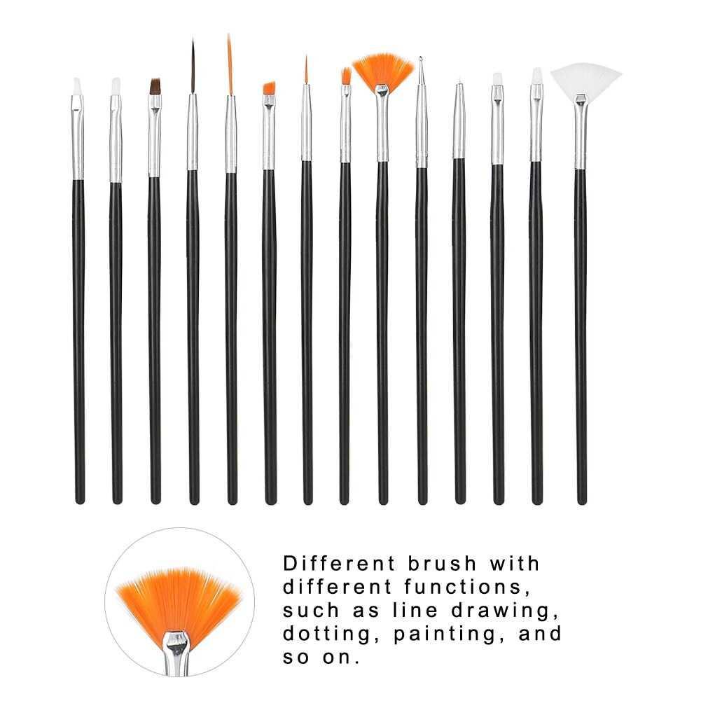 NelBeauty Brush Kutek Kuku Pro Nail Art Dotting Tools 15 PCS - N1800 Kutek Kuku Nail Art Gel Sun Mini Mini Uv Led Nail Nail Art Kuku Palsu Pengering Kutek Gel Uv Uv Led Nail Nail Art Set Alat Nail Art Lengkap Paket Nail Art Lengkap Alat