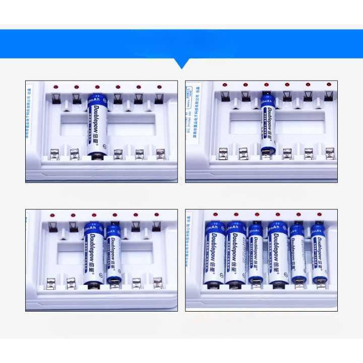 Doublepow Charger Baterai 6 slot AA/AAA with 6PCS AA + 6PCS AAA DP-B06 Charger Baterai Tamiya Type C Baterai Aa Baterai Aaa Taffware Fast Charging Charger Baterai Charger Fast Charging Charger Baterai Aa Aa Aaa Charger Batre Batrai Aa Charger Batre Aa