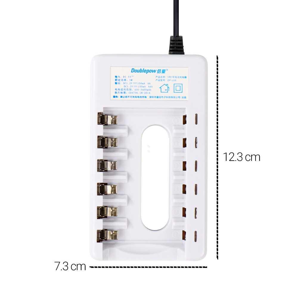 DOUBLEPOW Charger Baterai 6 slot for AA AAA Ni-MH Ni-CD DP-U06 Charger Baterai Tamiya Type C Baterai Aa Baterai Aaa Taffware Fast Charging Charger Baterai Charger Fast Charging Charger Baterai Aa Aa Aaa Charger Batre Batrai Aa Charger Batre Aa Batre Abc