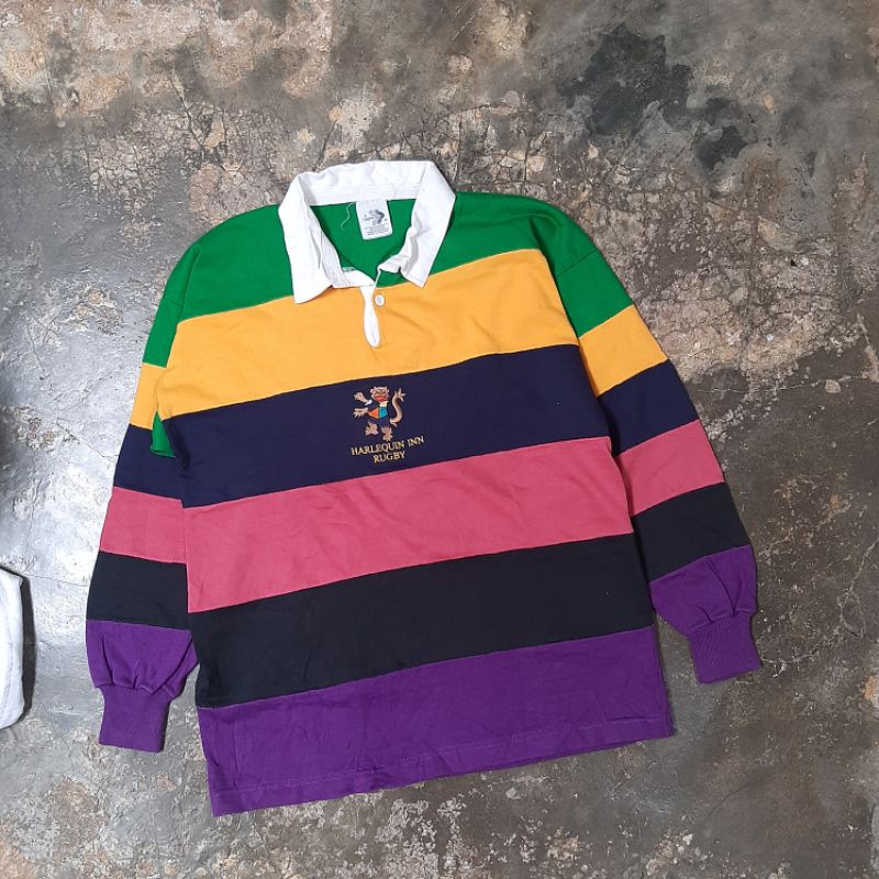RUGBY SHIRT STRIPE PEERLESS HARLEQUIN INN RUGBY