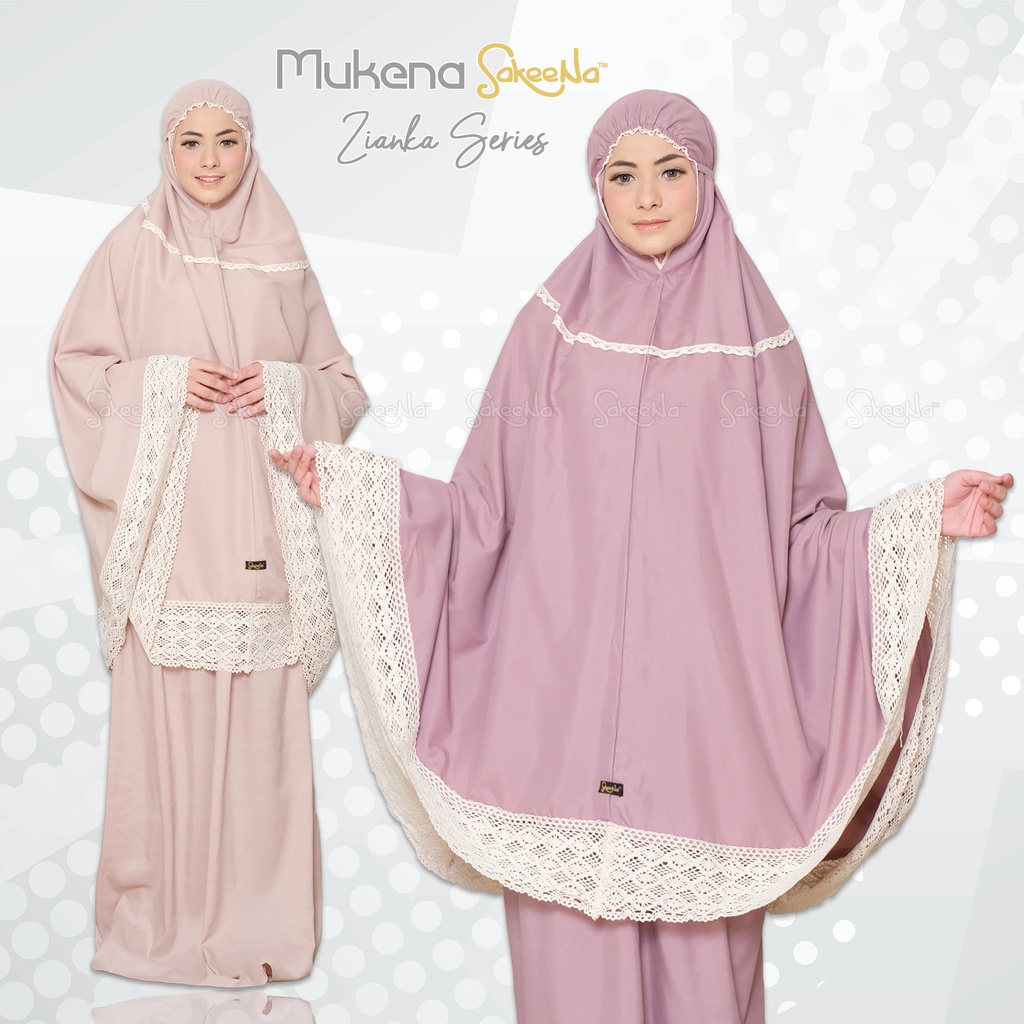 [New Arrival] Mukenah Lebaran Mukena Zianka Series Sakeena Traveling Dewasa Katun Renda Free Ongkir 
