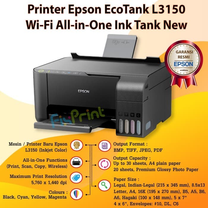 Printer Epson L3150 Ecotank Wi-Fi Multifungsi Printer Pengganti L405 Sae