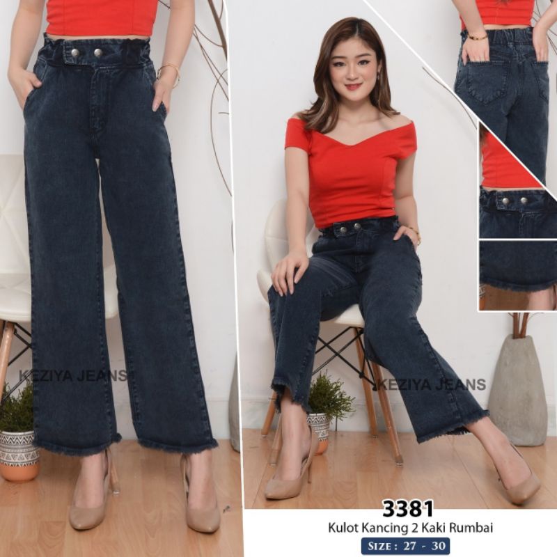 celana jeans kulot snow black