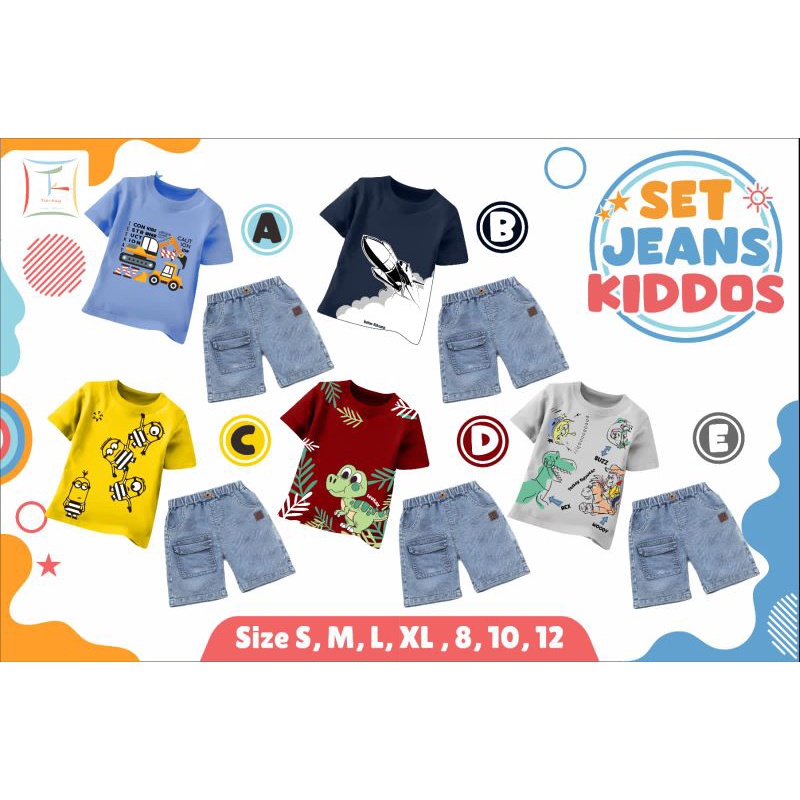 Set Jeans Kiddos / Setelan Pendek Anak Cowok / Setelan Jeans Anak / Setelan Pendek Anak Cowok