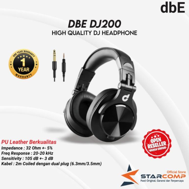 dbE DJ200 High Quality Foldable DJ Headphone Detachable Cable