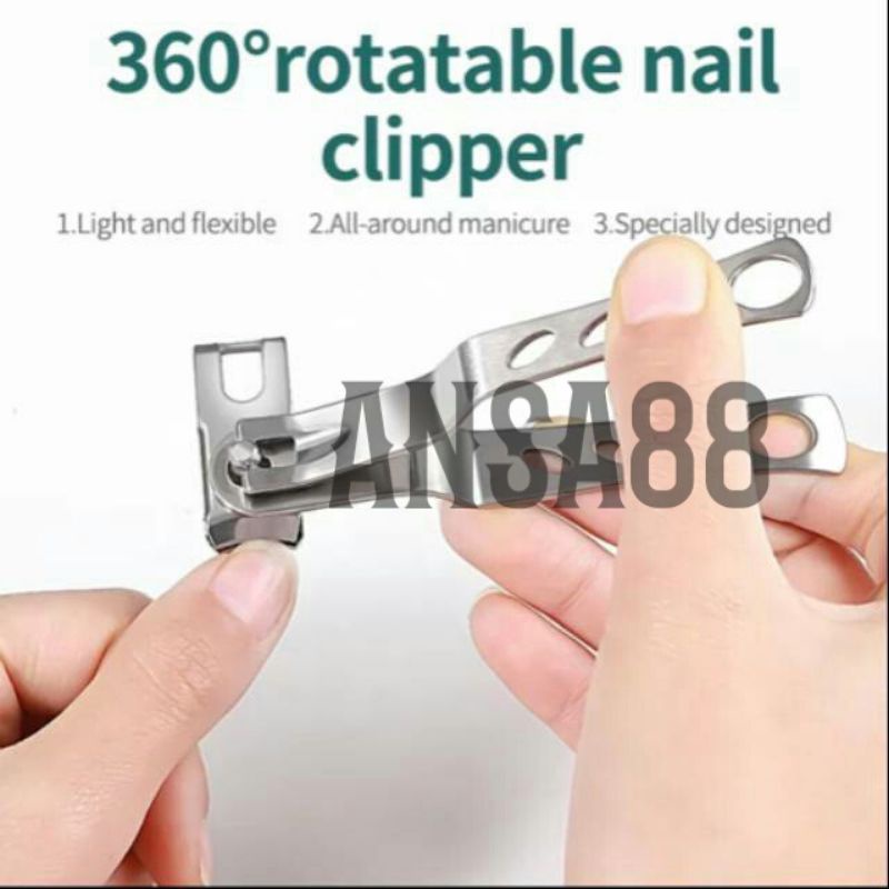 gunting kuku 360° nail clipper manicure nail art alat potong kuku anti karat