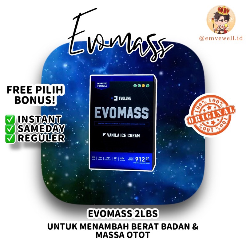 

Evo Mass 912 Gram Gr (2Lbs) Bpom Halal Evomass Gainer Evolene Susu Protein Evomas Coklat Hazelnut