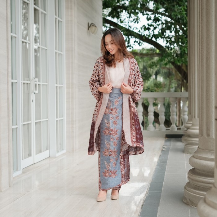 Set Baju Atasan Outer Batik Viscose Rok Lilit Modern Kondangan Jumbo