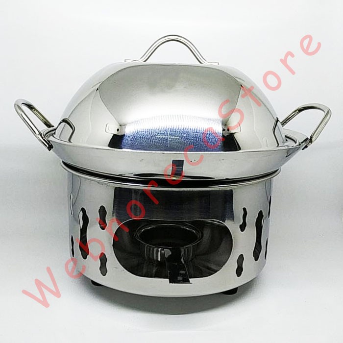 Terlaris Mini Food Warmer Wok 20Cm/ Wajan Saji Pemanas Sop Sayur Nasi Stainless