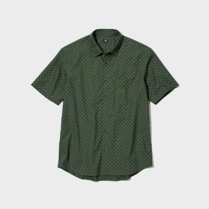 kemeja uniqlo broadcloth extrafine cotton motif original kemeja lengan pendek cowok baju koko baju b