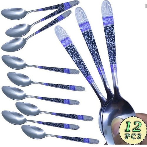 Garpu Sendok Makan Tebal Motif Batik Stainless Fork Spoon BTS-220 M-093 / M-094 - Isi 12 pcs